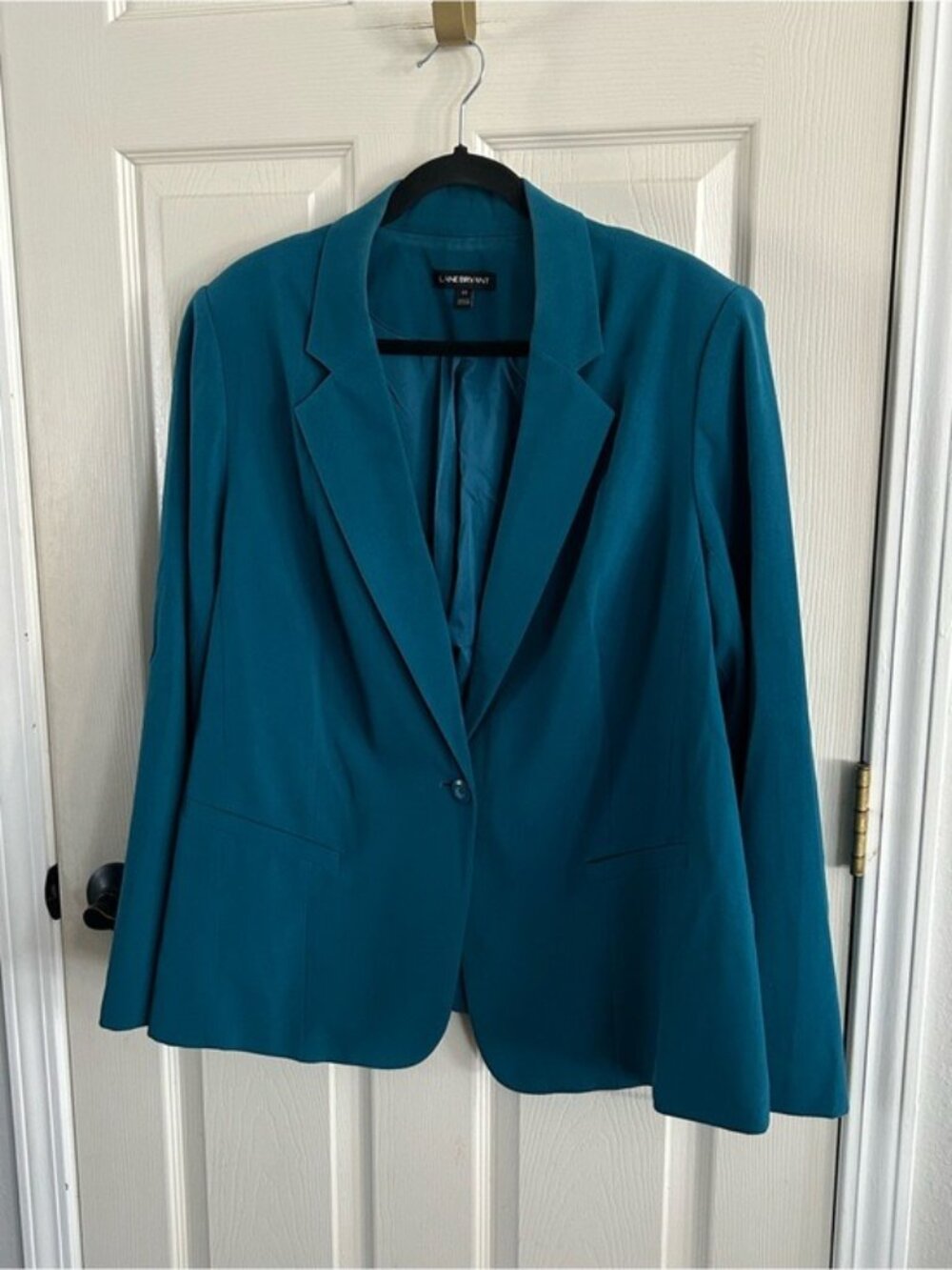 Lane Bryant Teal Single-Button Blazer Jacket Plus Sz 22 Flaws Read - Picture 14 of 16